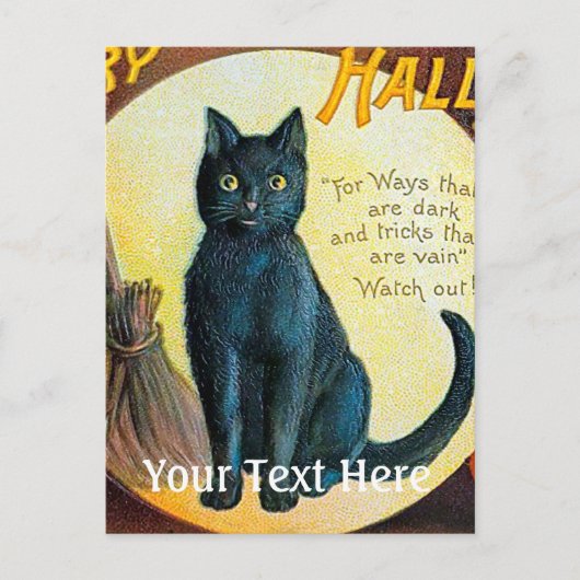 Falln Merry Halloween Cat Postkarte (Vorderseite)