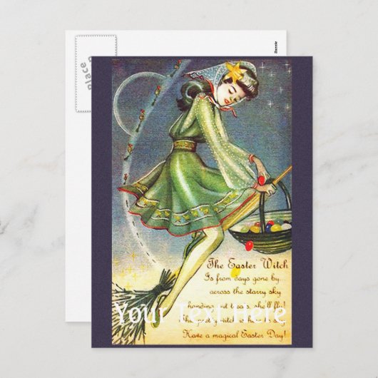 Falln Oaster Hexe Feiertagspostkarte (Vorne/Hinten)