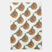 Falln Orange Owl Vintage Halloween Geschirrtuch (Vertikal)