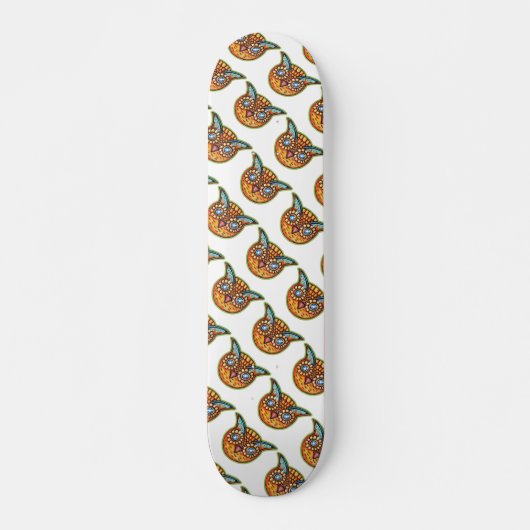 Falln Orange Owl Vintage Halloween Skateboard (Vorne)