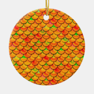 Falln Orange und grüne Skala Keramikornament