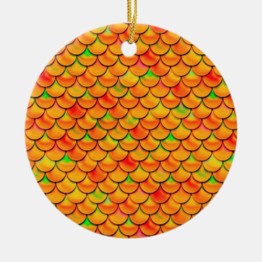 Falln Orange und grüne Skala Keramikornament (Vorne)