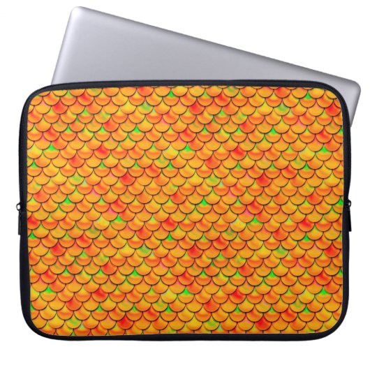 Falln Orange und grüne Skala Laptopschutzhülle (Vorderseite)