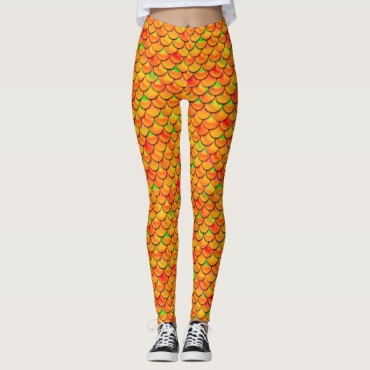 Falln Orange und grüne Skala Leggings (Vorderseite)