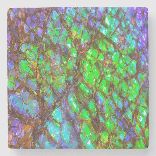 Falln Peacock Ammolite Steinuntersetzer (Vorderseite)