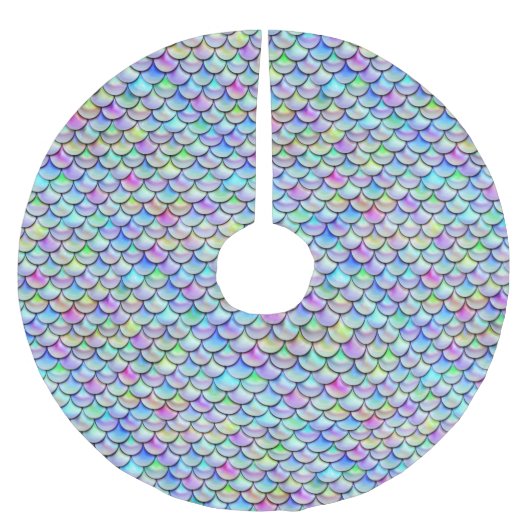 Falln Regenbogen-Blasen-Meerjungfrau-Skalen Polyester Weihnachtsbaumdecke (Vorderseite)