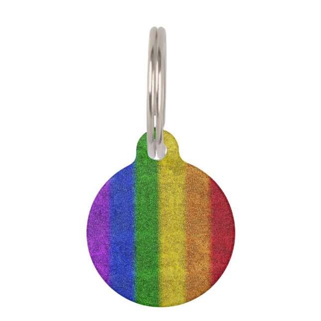 Falln Regenbogen-Glitzer-Steigung Tiernamensmarke (Vorderseite)