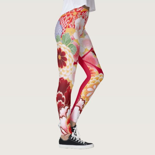 Falln rote Blumenexplosion Leggings (Rechts)