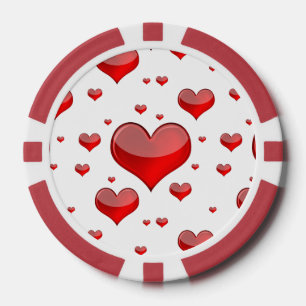 Falln rote Herzen (Sie wählen Hintergrundfarbe aus Pokerchips
