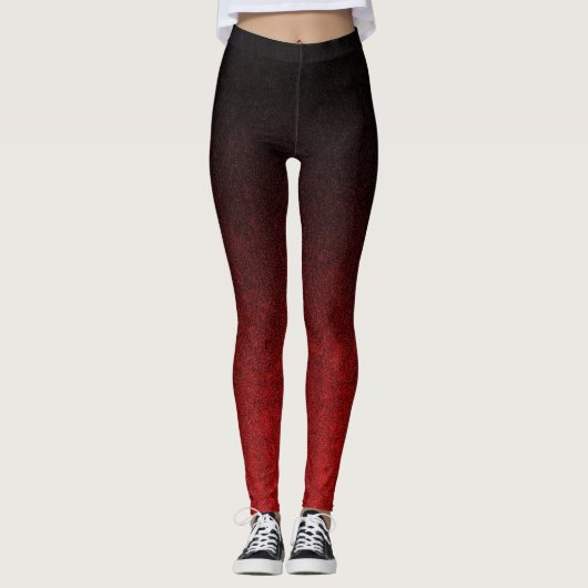 Falln rote u. schwarze Glitzer-Steigung Leggings (Vorderseite)