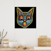 Falln Scaredy Cat Vintage Halloween Poster (Küche)