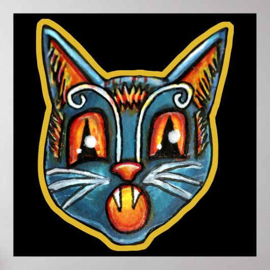 Falln Scaredy Cat Vintage Halloween Poster (Vorne)