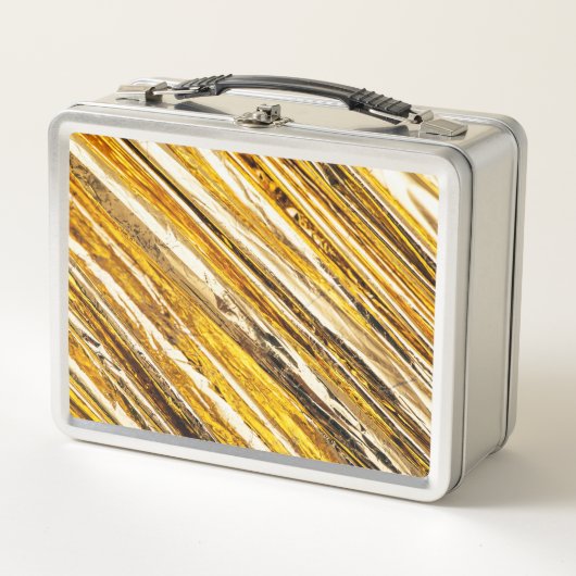 Falln schimmernder Goldfoil Metall Lunch Box (Vorderseite)