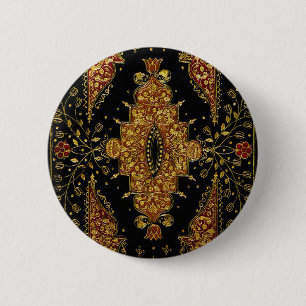 Falln Schwarz und Gold Blumenmuster Button