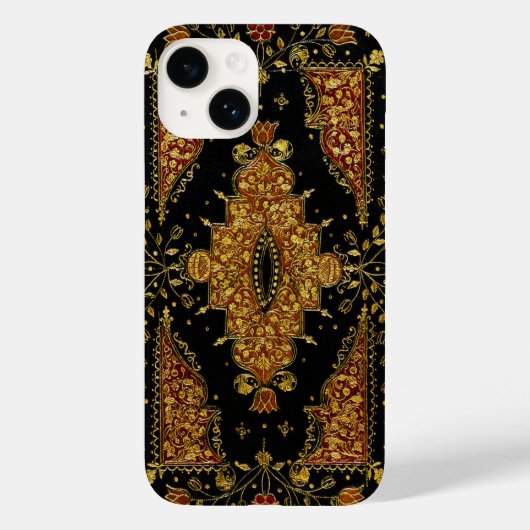 Falln Schwarz und Gold Blumenmuster Case-Mate iPhone Hülle (Rückseite)