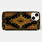 Falln Schwarz und Gold Blumenmuster Case-Mate iPhone Hülle (Rückseite (Horizontal))