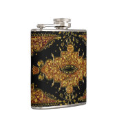 Falln Schwarz und Gold Blumenmuster Flachmann (Rechts)