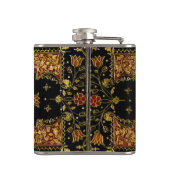 Falln Schwarz und Gold Blumenmuster Flachmann (Rückseite)