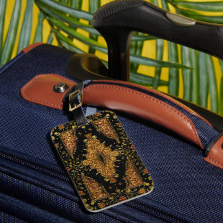 Falln Schwarz und Gold Blumenmuster Gepäckanhänger