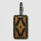 Falln Schwarz und Gold Blumenmuster Gepäckanhänger (Vorderseite Vertikal)