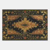 Falln Schwarz und Gold Blumenmuster Geschenkpapier Set (Vorderseite)