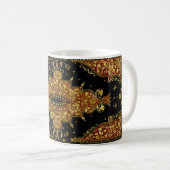 Falln Schwarz und Gold Blumenmuster Kaffeetasse (VorderseiteRechts)