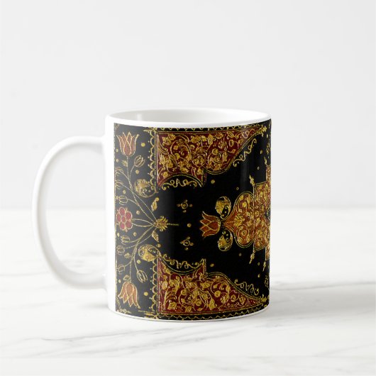 Falln Schwarz und Gold Blumenmuster Kaffeetasse (Links)