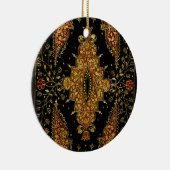 Falln Schwarz und Gold Blumenmuster Keramik Ornament (Rechts)