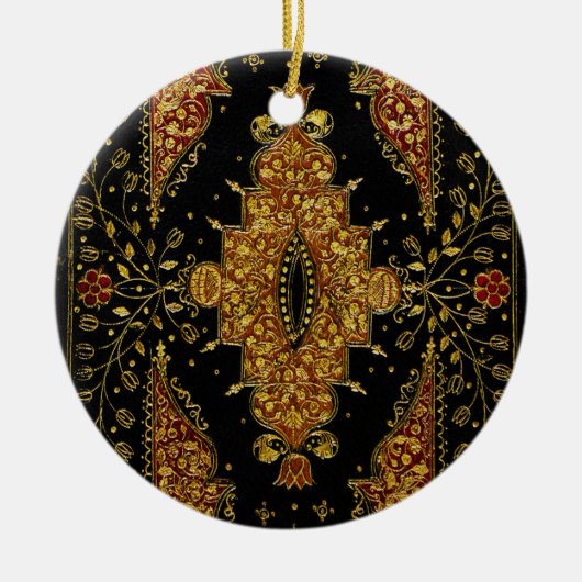 Falln Schwarz und Gold Blumenmuster Keramik Ornament (Vorne)