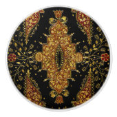 Falln Schwarz und Gold Blumenmuster Keramikknauf (Vorderseite)