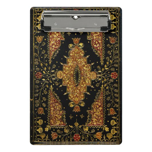 Falln Schwarz und Gold Blumenmuster Mini Klemmbrett (Vorderseite)