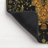 Falln Schwarz und Gold Blumenmuster Mousepad (Ecke)