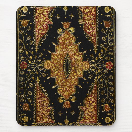 Falln Schwarz und Gold Blumenmuster Mousepad (Vorne)