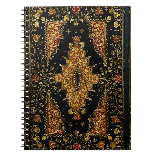 Falln Schwarz und Gold Blumenmuster Notizblock (Vorderseite)