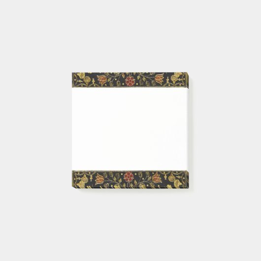 Falln Schwarz und Gold Blumenmuster Post-it Klebezettel (Vorderseite)