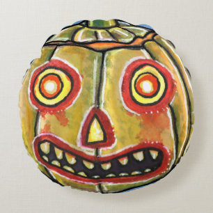 Falln Spooky Pumpkin Vintage Halloween Rundes Kissen
