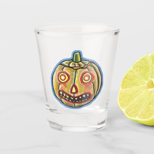 Falln Spooky Pumpkin Vintage Halloween Schnapsglas (Vorderseite)