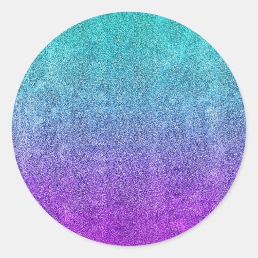 Falln Tropical Dusk Glitter Gradient Runder Aufkleber (Vorderseite)