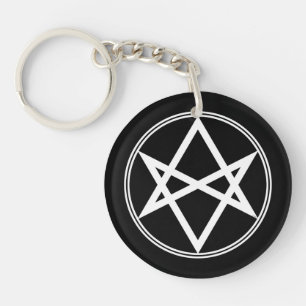 Falln Unicursal Hexagram-Weiß Schlüsselanhänger