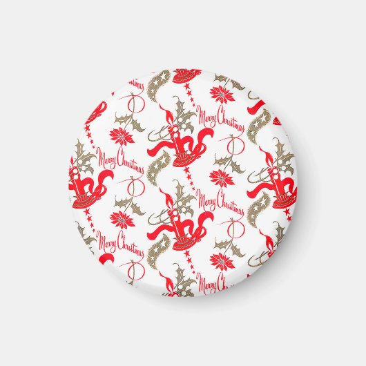 Falln Vintag frohe Weihnachtskerzen Magnet (Vorne)