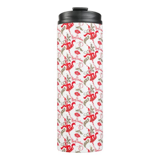 Falln Vintag frohe Weihnachtskerzen Thermosbecher (Vorderseite)