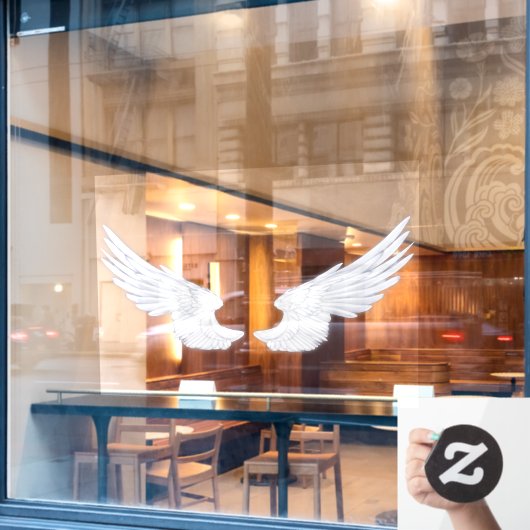 Falln White Angel Wings Fensteraufkleber (Café-Fenster)