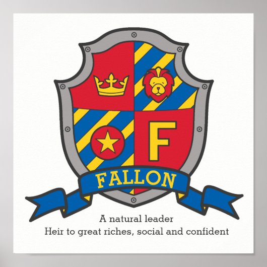 Fallon Boys F Name bedeutet heraldry Schild Poster (Vorne)