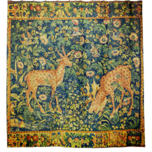 FALLOW-DECKPAIR, GOTHISCHE FANTASIE-BLUME, grün Duschvorhang