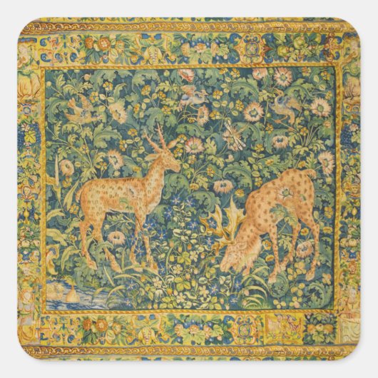 FALLOW-DECKPAIR, GOTHISCHE FANTASIE-BLUME, grün Quadratischer Aufkleber (Vorderseite)