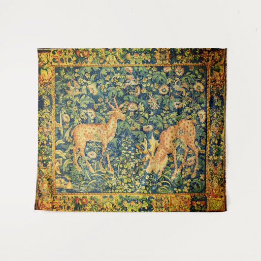 FALLOW-DECKPAIR, GOTHISCHE FANTASIE-BLUME, grün Wandteppich (Vorderseite (Horizontal))