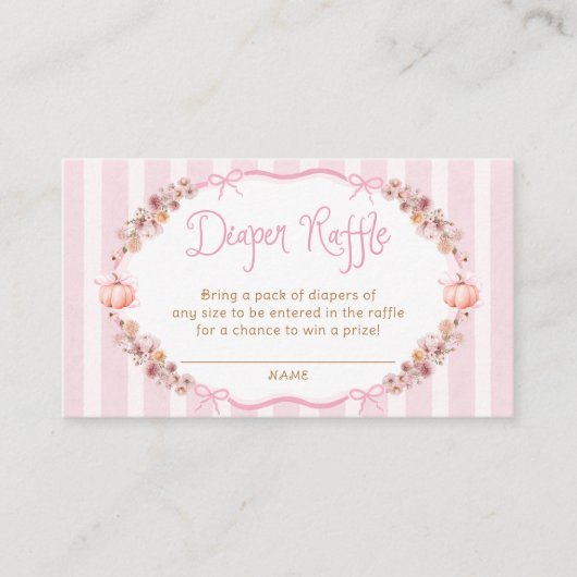 Fallpumkin Pink Floral Diaper Raffeln Tickets Begleitkarte (Vorderseite)