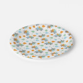 Fallpumpen in einer Wagenmuster-Ernte Pappteller (Schrägansicht)