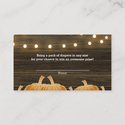 Fallpumpen & String Lights Rustikales Windelgefühl Begleitkarte (Rückseite)