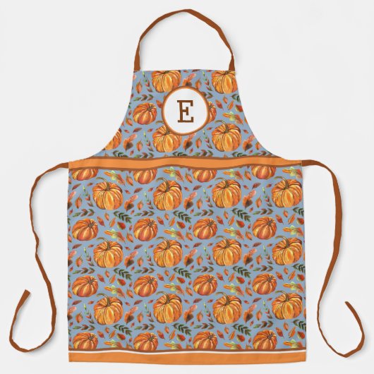 Fallpumpen und Blätter Mit Monogramm Schürze (Vorderseite)